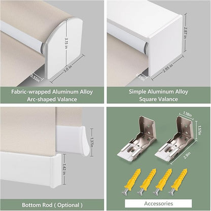 Zshine Motorized Blackout Window Blinds Customize Width (23-95 Inches) Remote Control Wireless and Rechargeable Roller Shades Blinds for Windows, Home, Office, Hotel, Club, Restaurant(82006D)