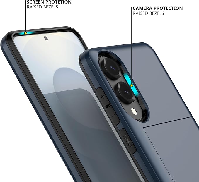 Nvollnoe for Samsung Galaxy S25 Edge Case with Card Holder Dual Layer Heavy Duty Protective Case Hidden Card Slot Slim Wallet Cover for Samsung S25 Edge 6.7''(Blue)