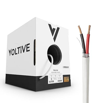 Voltive 12/2 Speaker Wire, in-Wall CL3 & Direct Burial, White, 250ft - 12AWG, 2 Conductors, Stranded Oxygen-Free Copper, UL Listed - V-1206-4