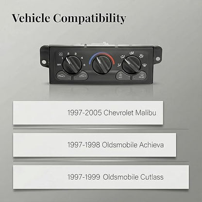 599-213 A/C Control Switch Air Conditioning Climate Control Module, Front Climate Control Module Panel for for 1997-2005 Chevrolet Malibu, 1997-1998 Oldsmobile Achieva, 1997-1999 Oldsmobile Cutlass