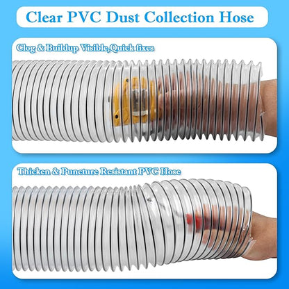 PVC Dust Collection Hose 6" x 10', Puncture Resistant 6 Inch Dust Collector Hose for Shop Vacuum,Woodworking Dust Collection Systems,Flexible Clear PVC Fume Debris Dust Hose Tube w/Carbon Steel Wire