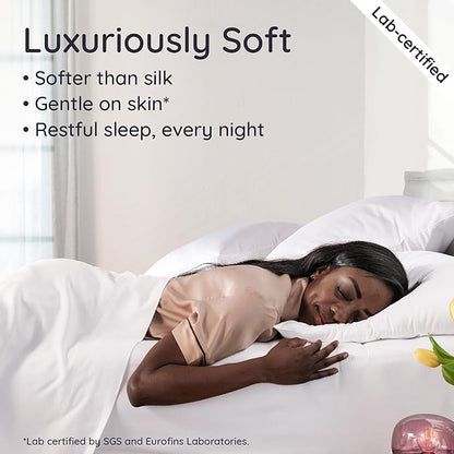 Bambaw King Size Cooling Sheets Set 6pcs - 100% Viscose Derived from Bamboo Sheets Deep Pocket, Fits Up to 16'' with Elastic Corner Straps, King Size Soft Sheets, Breathable Sheets (White)