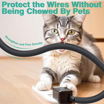 UOMTFAI Dog and Cat Cord Protector 10ft - 1inch, Flexible Cable Sleeve for Easy Cord Management, Protects Cables from Pets Chewing, Ideal for USB, Power, Audio and Video Cords - Black