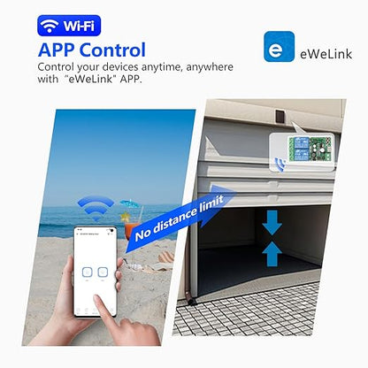 DieseRC 2 Channels WiFi Smart Switch, DC 5V 12V 24V 36V Passive Output Relay Module Ewelink APP WiFi Control Compatible with Alexa/Google Home, Inching/Self-Locking Switch
