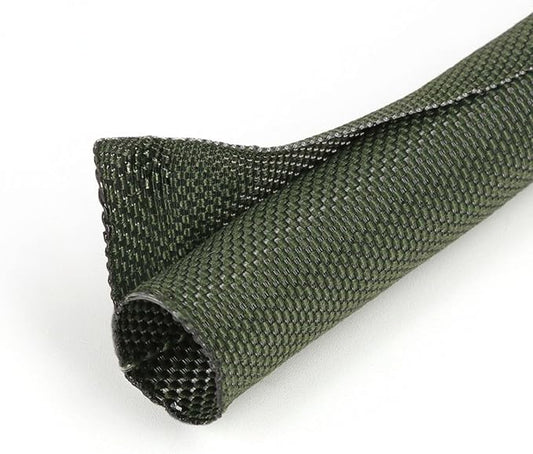 HOLED 5/16 inch Split Braided Cable Management Sleeve for USB Cable Power Cord Audio Video Cable, Wire Loom Cord Protector from Cat Dog Chewing (Dark Green, 10FT)