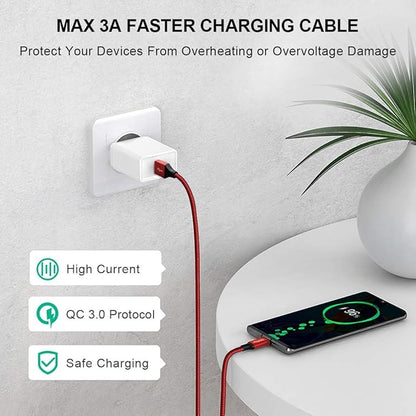 etguuds USB A to USB C Cable 6.6ft, 2-Pack, 3A Fast Charging Type C Charger Cord for iPhone 17 16 15 Pro Max 16e 17 Air, Samsung Galaxy S25 S24 S23 S22 S21 S20 A17 A16 A56 A55 Flip Fold, Red