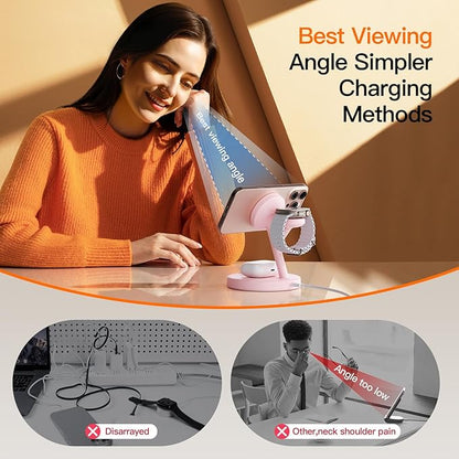 2025 3 in 1 Charging Station for Apple iPhone AirPods Watch with Mag-Safe Charger Wireless Charger Stand for iPhone 16 15 14 13 12 Series AirPods iWatch Series - Gifts for Wife & Husband