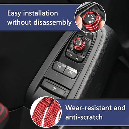 Auovo Rearview Mirrors Knob Ring Compatible with Subaru BRZ for Toyota GR86 2022-2024 2025 2026 Interior Accessories Mirror Control Switch Button Ring (Rearview Mirrors Knob Cover-1 Piece, Red)