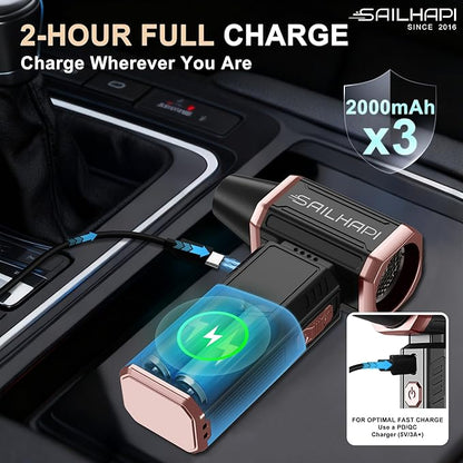 SAILHAPI Electric Air Duster, 300000RPM High-Speed Cordless Blower Fan with Variable Speed & Brushless Motor, Portable Mini Blower for Keyboard, Car, PC Cleaning, Replaces Canned Air, Gifts for Men