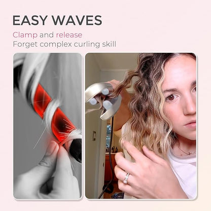 Curling Iron Hair Crimper Waver - TYMO ROVY Beach Waves Curling Wand, Ionic Deep Waver Hair Curler Tool with Ceramic 3 Barrel for Women, Dual Voltage, Anti-Scald, Easy to Use, Elegant Gold, 1 Inch