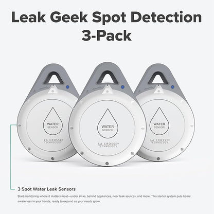 Leak Geek Spot Detection Wi-Fi Alert System with The Bridge Gateway and 3 Water Leak Spot Detection Sensors