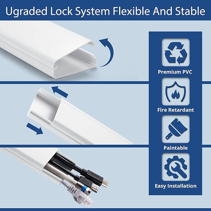 47in TV Cord Hider, YCLYC Cord Hider for Wall Mount TV, Large Cable Hider, Paintable Wire Covers for Cords, Cable Management Cord Organizer, Wire Hiders for TV on Wall 3*L15.7in W2in H0.7in, White