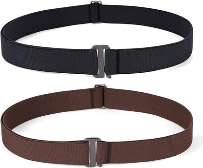 JASGOOD Women No Show Stretch Belt Elastic Web Strap Belt with Flat Buckle for Jeans Pants Dresses