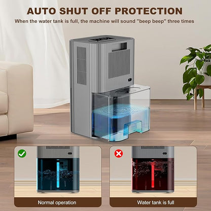 Aerbyon Dehumidifiers for Home 95 OZ Water Tank(1000 sq. ft) Dehumidifier for Bathroom with Auto Shut Off,7 Colors Light, Quiet Sleep Mode Dehumidifier for Bedroom, Basement, RV, Closet