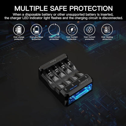 Pallus Lithium Rechargeable AA Batteries with Fast Charger - 12 Pack Long Lasting Double A Battery, Standard Size AA Batteries, High Capacity AA Rechargeable Batteries for Blink Camera, Cycles 1600x