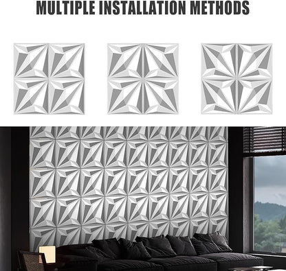 33-Piece 3D Embossed PVC Wall Panel Set – 12x12 Inch Textured Wall Decor – Quick Install, Water-Resistant – Modern Accent Panels for Living Room, Game Room, Bedroom – 33 Sq.Ft. Total Coverage