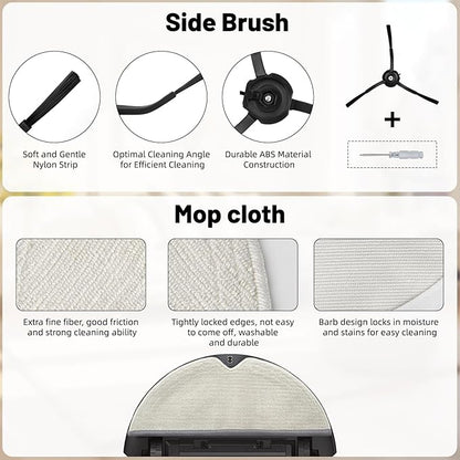 28 Pack Accessories Compatible with Roborock Q5 Pro/Q5 Pro+,Q8 Max/Q8 Max+ Vacuum Robot,Parts Include:2 Dual Roller Brush,6 Side Brush,4 HEPA Filter,8 Mop Cloth,6 Dust Bag,1 Cleaning Tool&1 Screwdrive