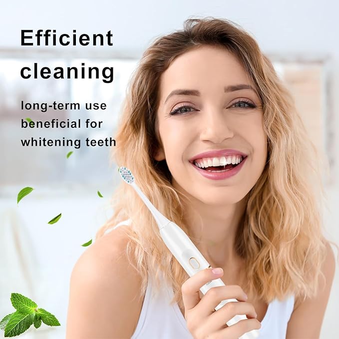 kingheroes Electric Toothbrush Set, Comes with 8 Brush Heads & Travel Case,4 Modes with 2 Minutes Built in Smart Timer, One Charge for 60 Days, 42000 VPM Motor (White)