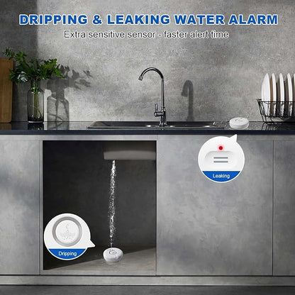 WiFi Water Leak Detectors for Home 3 Pack, Wireless Smart Water Leak Sensor, 120dB Adjustable Water Sensor Alarm Leak Detector, APP Alerts, 3 Water Sensors & 1 Hub for Kitchen, Bathroom, Sink, Laundry
