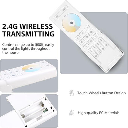 XXK 4-Zone 2.4G Wireless RF Remote Control, 99ft 360 Control, 4 Channel Group Control for Home CCT LED Strip Lights