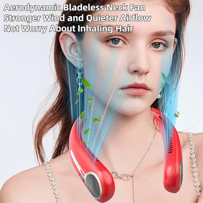 Portable Neck Fan,Hands Free Personal Wearable Bladeless Fan,6000mAh USB Rechargeable,360° Cooling,LED Display,4-Speeds,Birthday Gifts for Men Women Dad Mom,Valentines Day Gifts for Her Him (Red)