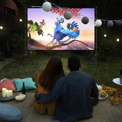 Projector Screen with Stand, Wootfairy 150 inch Portable and Foldable Projection Screen 4K HD 16:9 Rear Front Wrinkle-Free Movie Screen with Carry Bag for Indoor Outdoor Home Theater Backyard Cinema