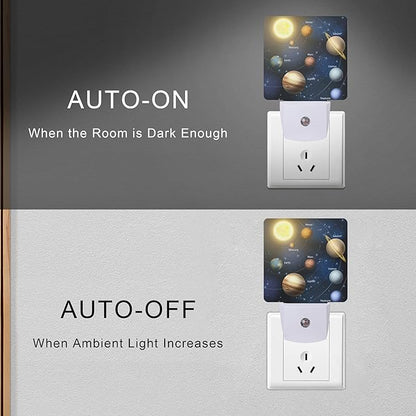 Smoaffly Planet Solar System Universe Galaxy Space Night Light Plug-in LED Nightlights Auto Sensor Night Lamp Dusk-to-Dawn Lamp Home Decor for Nursery Children Girls Boys