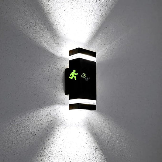 rosykite Motion Sensor Outdoor Wall Lights, Dusk to Dawn Exterior Light Fixtures with 3 Modes, Modern Up Down Wall Sconce, Waterproof Aluminum Porch Light for Garage, Patio, Front Door – Matte Black