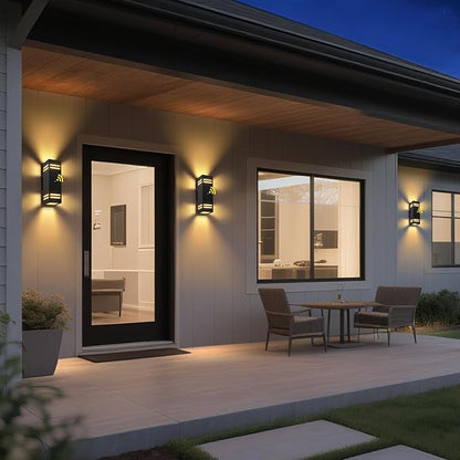 MZLITI Dusk to Dawn Outdoor Wall Light 2 Pack, Modern Exterior Lighting Fixtures for House, Black Outdoor Sconce Lights with LED Bulbs, Up Down Lights, Outside Garage Lights for House, Porch, Door