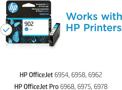 HP 902 Cyan Ink Cartridge | Works OfficeJet 6950, 6960 Series, OfficeJet Pro 6960, 6970 Series | Eligible for Instant Ink | T6L86AN