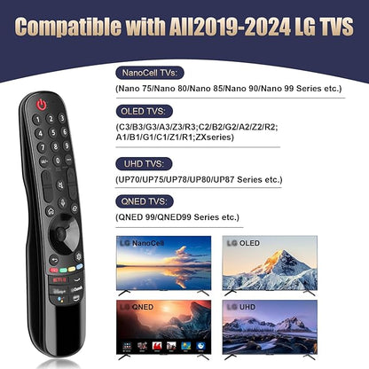 Replacement Voice Magic Remote for LG Smart TVs 2019–2024 with Glow-in-The-Dark Blue Protective Case, Compatible with AN-MR20GA/21GA/22GA/23GA/24GA Magic Remote with Pointer