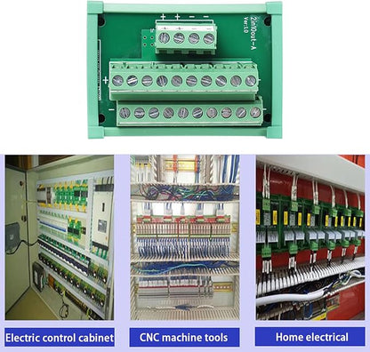 ANMBEST 2 in 10 Out Terminal Blocks Module, 25A DIN Rail and Panel Mounting Power Distribution Breakout Board for PLC Servo Power Amplifier