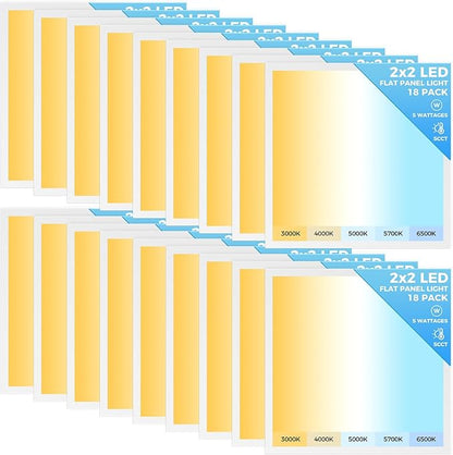 AIKVSXER 18 Pack 2x2 LED Flat Panel Light, Flush Mount Ceiling Light Kitchen Lighting Fixtures,Bright 6500LM,0-10V Dimmable,Switchable 3000K/4000K/5000K/5700K/6500K, 30W/35W/40W/45W/50W