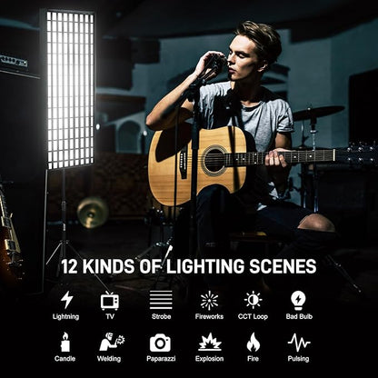 GVM Z200B Flexible LED Light Panel with Bluetooth Control, 200W Photography Light with Zipper Splicable, 2700K-6800K, Ultra-Thin 12"x36" Video Light with Softbox for Studio, Film, Vlog, Photography