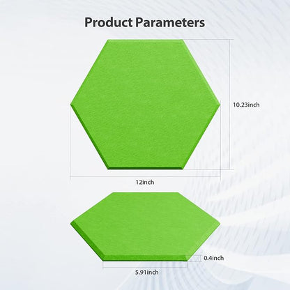 Amantech 12 Pack Acoustic Panels Self Adhesive Sound Proof Foam, High Density Sound Acoustic Foam Panel, 12 X 10.23 X 0.4 Inch Hexagon Wall Panels in Home,Office,Reccording Room,Studio (Fruit Green)