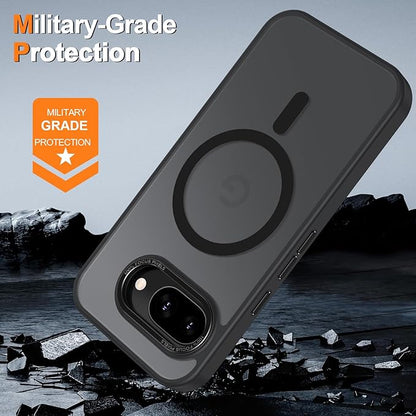 Magnetic for Google Pixel 9a Case, [Military Grade Drop Protection] [Compatible with MagSafe] Shockproof Slim Translucent Matte Anti-Slip for Women Girls Men Case, Black