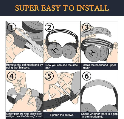 SOULWIT Ear Pads Cushions + Headband + Silicone Earpads Cover Protector, Replacement Kit for Bose QuietComfort 35 QC35, QC35 ii Over-Ear Headphones - Black