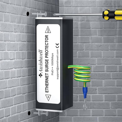 Awishwell Ethernet Surge Protector Gigabit, 5 Pack 20KA PoE++ Network Protection, RJ45 Surge Protector-Lightning Arrestor CAT5/CAT6 Thunder Arrestor-Mounting Flange, Unique Design