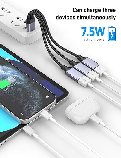 KAYQINHO USB Splitter 1 in 3 Out, USB A Male to 3 Female USBA Ysplitter, USB Y Splitter Adapter Dual Type A Power Cord for Charging, Data Transfer, Laptop, Mac(2 Pack)