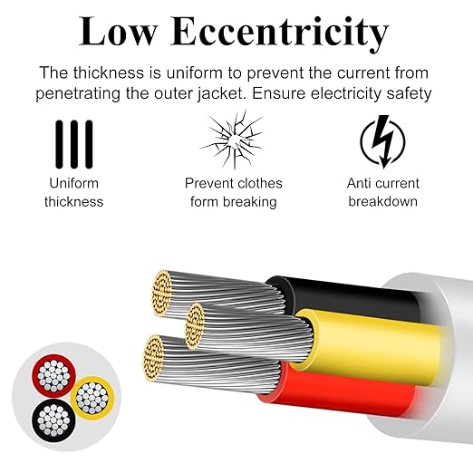 20 Gauge 3 Conductor Electrical Wire, 32.8 FT Low Voltage 20/3 Tinned Copper Stranded 3 Wire Cable, 20 AWG White Flexible Extension Power Cord for Automotive, LED Lamp, Outdoor Landscape Lighting Etc