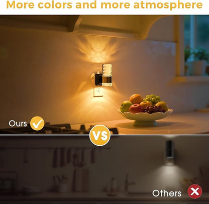 L LOHAS LED Night Light, Night Lights Plug into Wall, 10-Color RGB Change Nightlights,10/50/100LM Adjustable Automatic Nightlights Plug in with Dusk to Dawn Sensor for Room Bathroom Hallway
