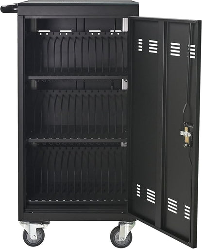 45-Bay Mobile Charging Cart with Keyed Lock, Steel Laptop & Tablet Charging Cabinet with Cable Management, Rolling Power Station for Classroom, Office, School, Library