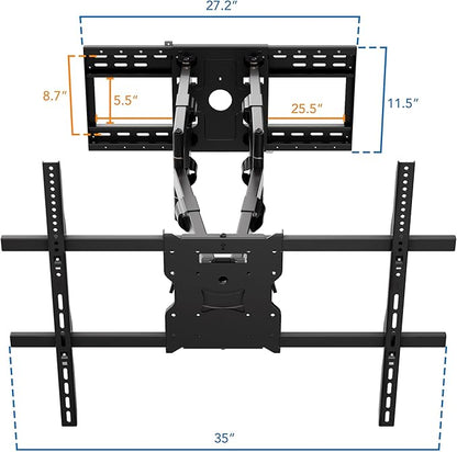Mount-It! The Beast Full Motion TV Wall Mount for Extra Large 85, 90, 98, 100, 110" TVs with 39 Inch Long Reach Extension Arms - 275 Lbs Capacity Heavy Duty Dual Arm TV Mount