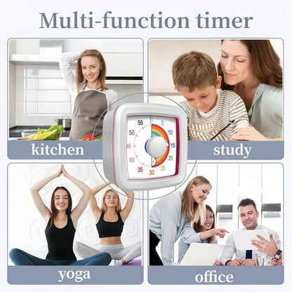 Visual Timer for Kids Adults, 60-Minute Countdown Timer for Classroom, Kitchen,Office, Pomodoro Timer Time Management Tools for Toddler ADHD(White)