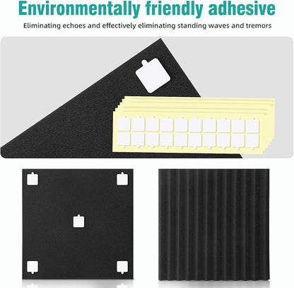 50 Pack Acoustic Foam Panels 1" X 12" X 12" Wedge Soundproof Studio Foam for Walls Sound Absorbing Panels Sound Insulation for Studio (50 Pack, Black)