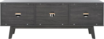 SAFAVIEH ESMA TV Stand for up to 65" Flatscreen – Distressed Black, Sliding Doors with Interior Storage, Entertainment Media Console (MED9640E)