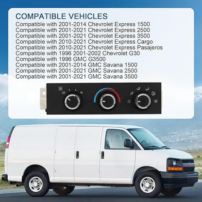 DICMIC Front A/C Heater Climate Control Module Compatible with 2001-2014 Chevrolet Express 1500 GMC Savana 1500 2001-2021 Chevrolet Express 2500 3500 GMC Savana 2500 3500 Replace# 599-293, ‎15773676