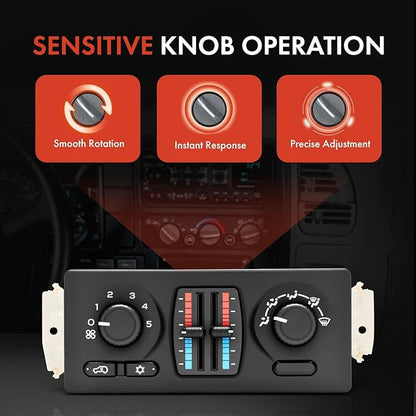 A-Premium Manual Climate Control Module A/C& Heater Control Panel Compatible with Chevrolet, GMC & Cadillac - 2003-2006 Silverado, Sierra, Avalanche, Tahoe, Yukon, Suburban - w/o Rear Window Defogger