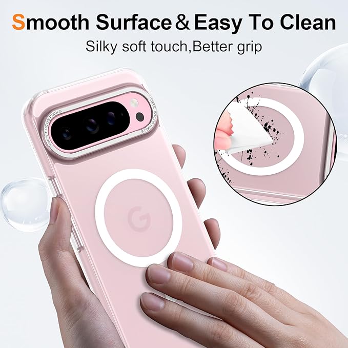 Magnetic for Google Pixel 9 Pro XL Case, [Military Grade Drop Protection] [Compatible with MagSafe] Shockproof Slim Translucent Matte Anti-Slip for Women Girls Men Case, Clear