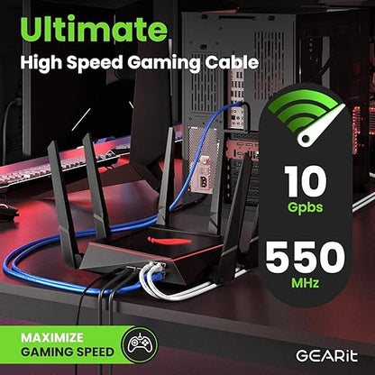 GEARit Cat 6 Ethernet Cable Pack - 20-Pack 7 ft Cat6 Ethernet Patch Cables | RJ45 Network Patch Cable, 10 Gbps Snagless Gold-Plated Connectors - Ethernet Cable Cat 6 for PC, TV, Router - Black